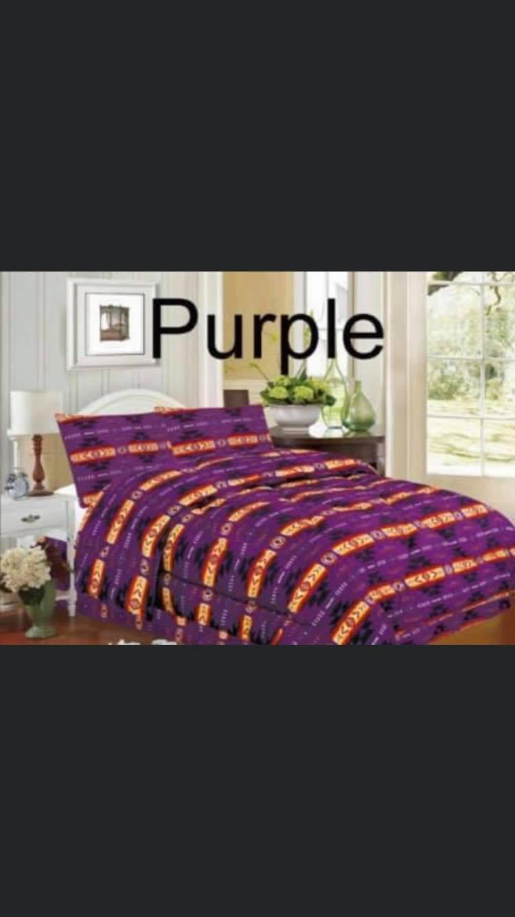 Purple queen size Aztec comforter set