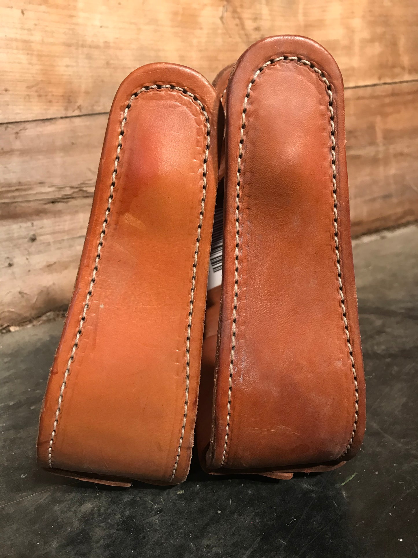 Leather wrapped 3” bell stirrups