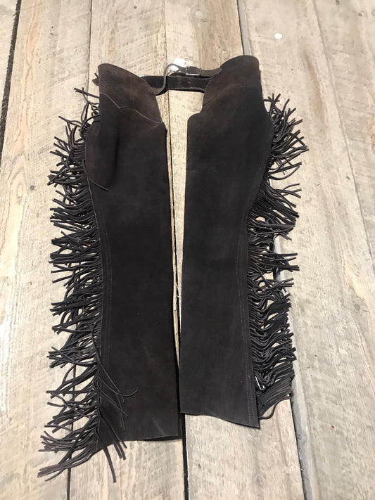 Youth brown full chaps with fringe
