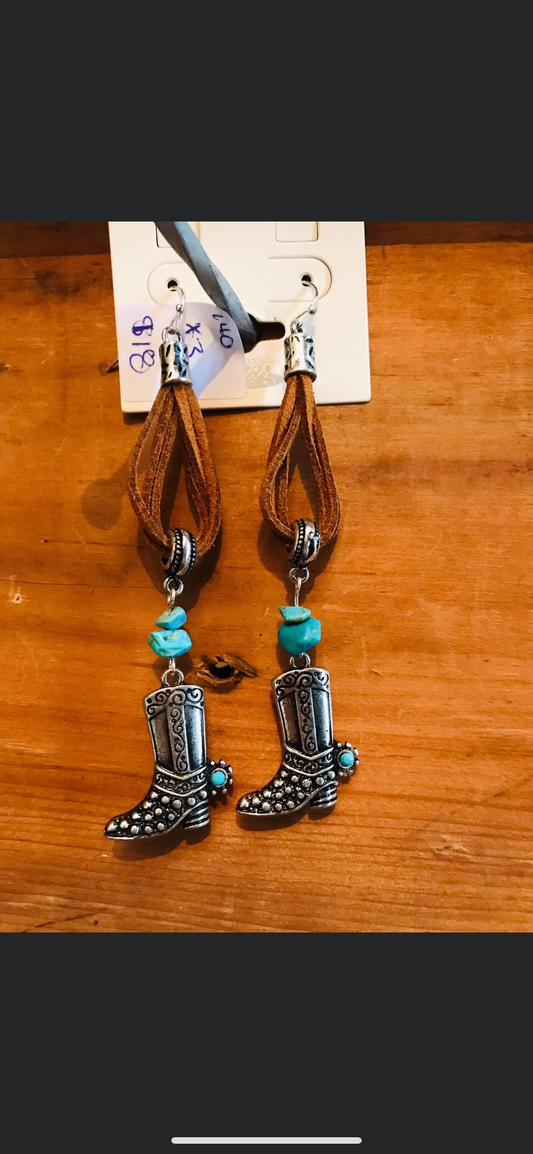 Cowboy boots earrings