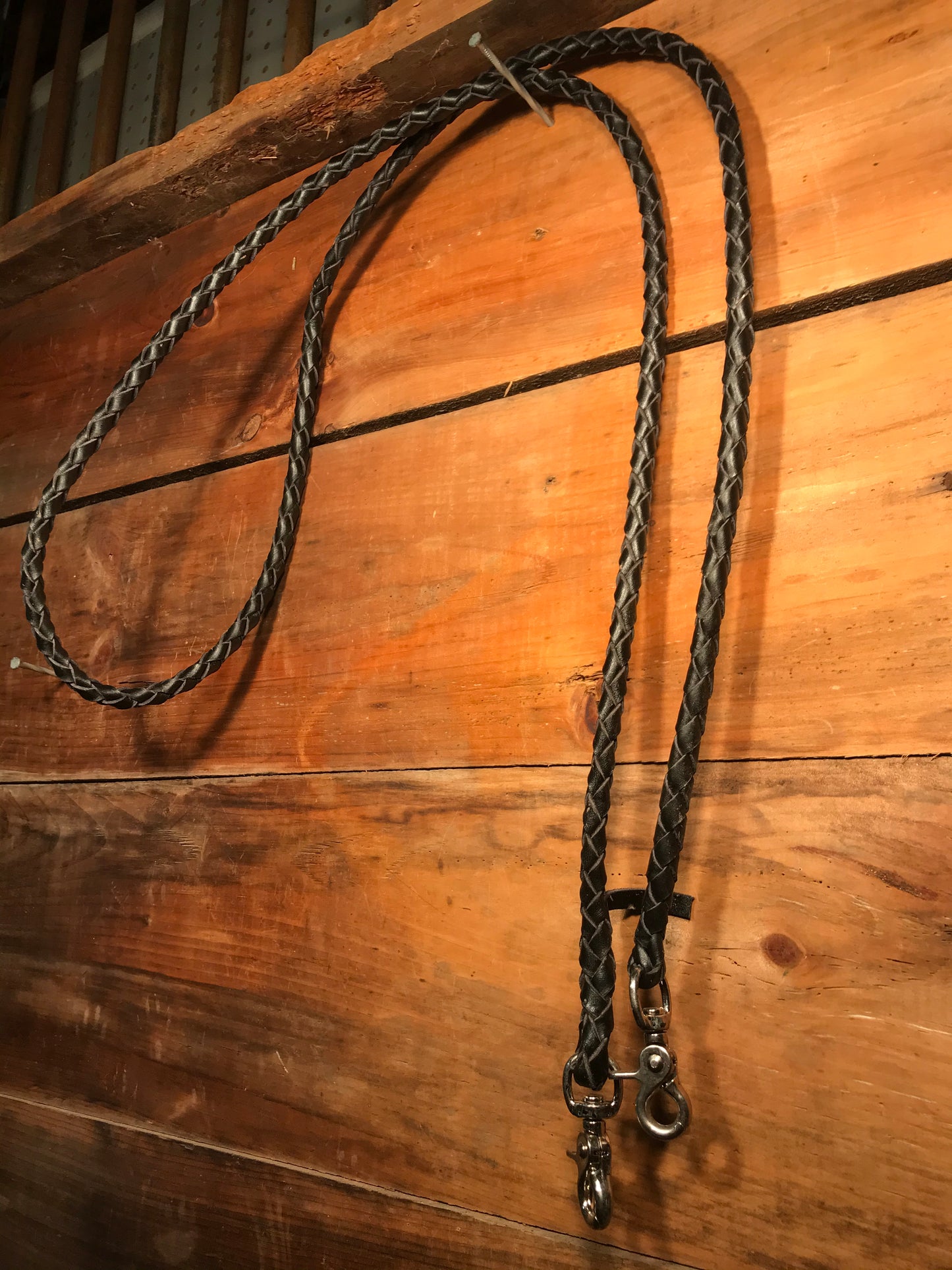 Braided leather reins with snaps
