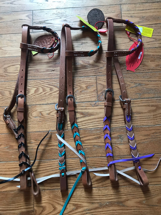 Braided leather one ear headstalls