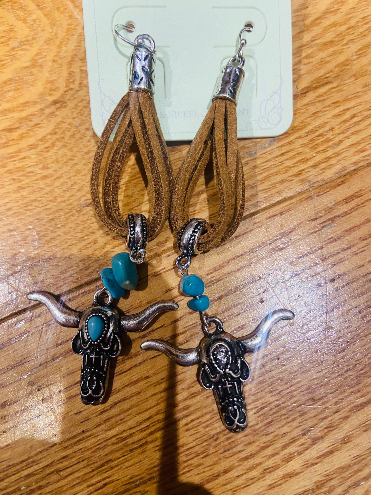 Beautiful turquoise longhorn earrings
